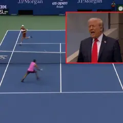 Donald Trump emocjonuje się podczas finału mężczyzn US Open w tenisie.